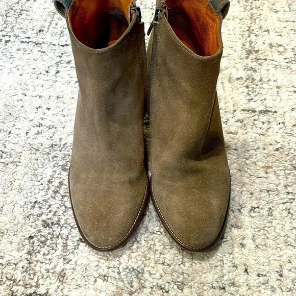 MADEWELL Billie Suede Leather Zip Up Ankle Boots Taupe Tan Heel Booties Womens 7 - Picture 5 of 13